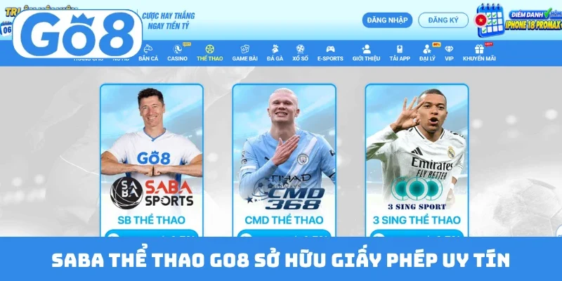 SABA thể thao GO8 sở hữu giấy phép uy tín