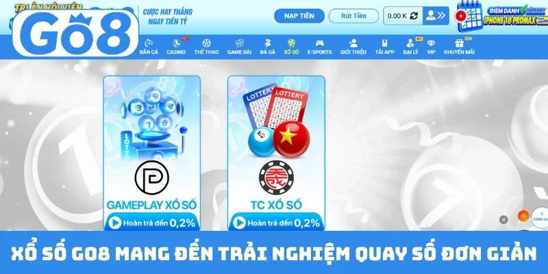 Xổ số GO8 mang đến trải nghiệm quay số đơn giản